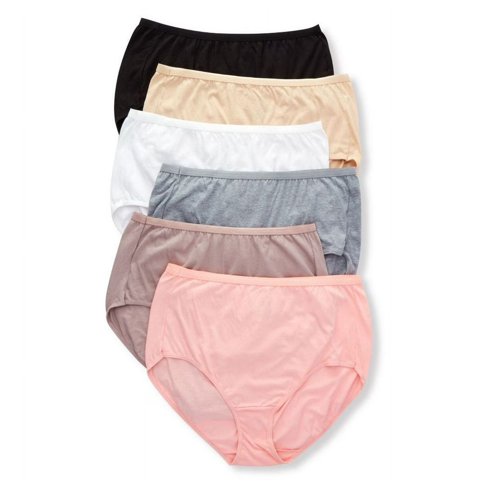 Women’s 6-Pack Cotton Brief Panties Moisture-Wicking Full Coverage