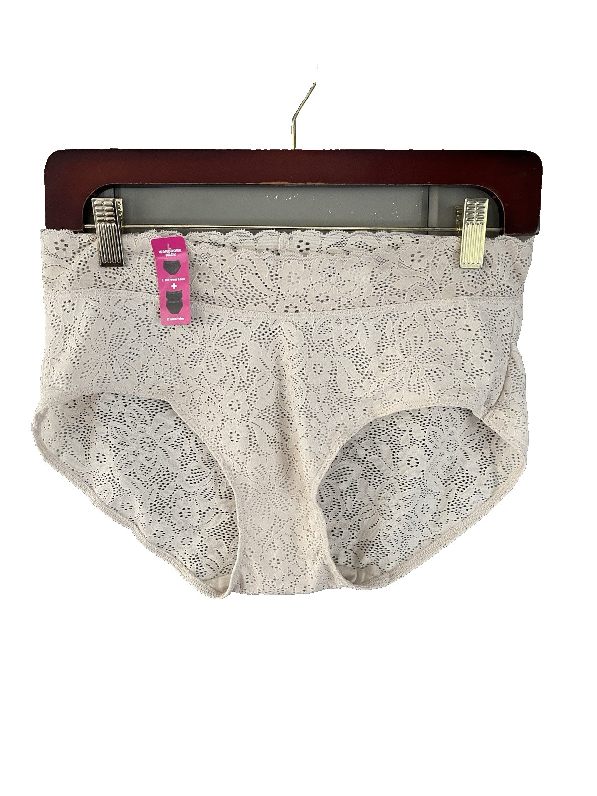 NWT Maidenform Lace Brief Panty Beige Large Sissy Feminine Whimsical Girly
