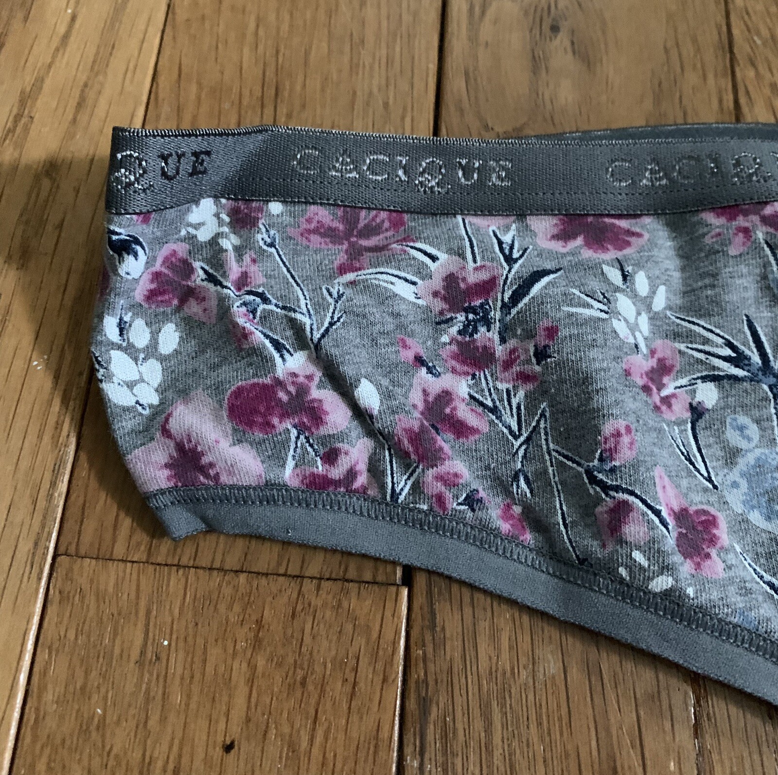 NEW Plus Size 14/16 Cacique Cotton Thong Panty Gray Pink Magenta Blue Flower