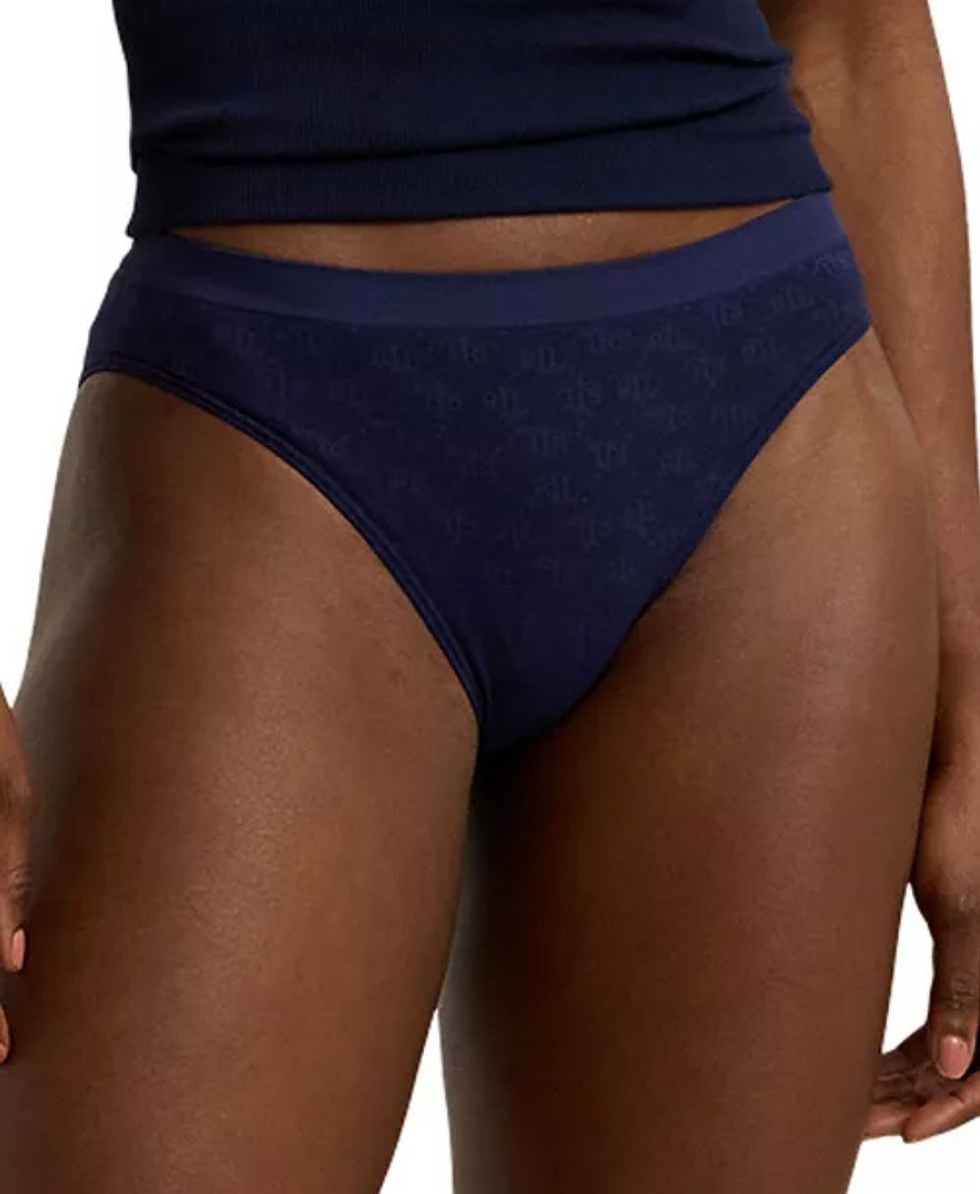 Ralph Lauren Women’s Monogram Mesh Jacquard Bikini Brief Underwear Navy XS