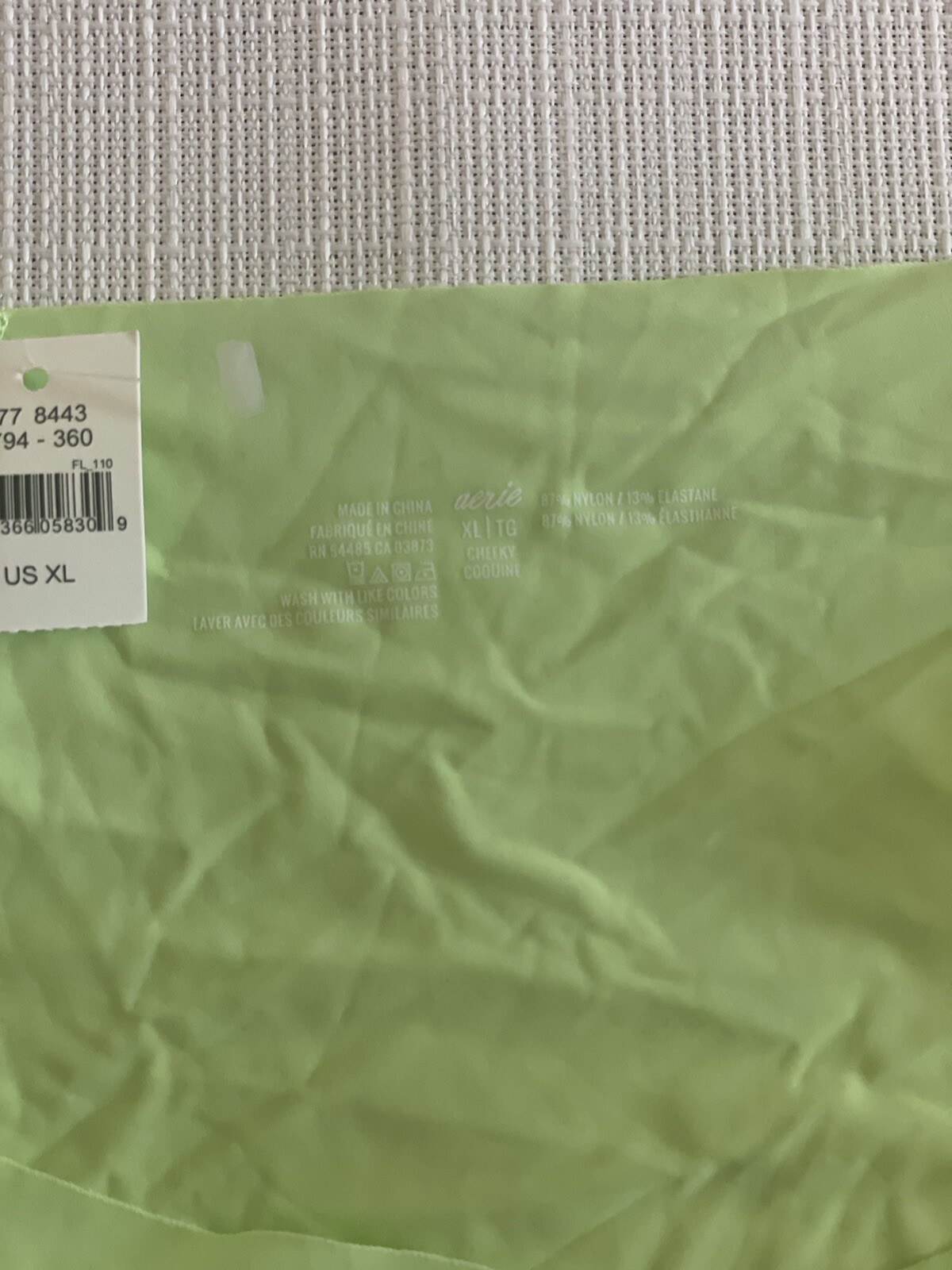 Set Of 2 AERIE Cheeky Pantie/Underwear Size XL Neon Green