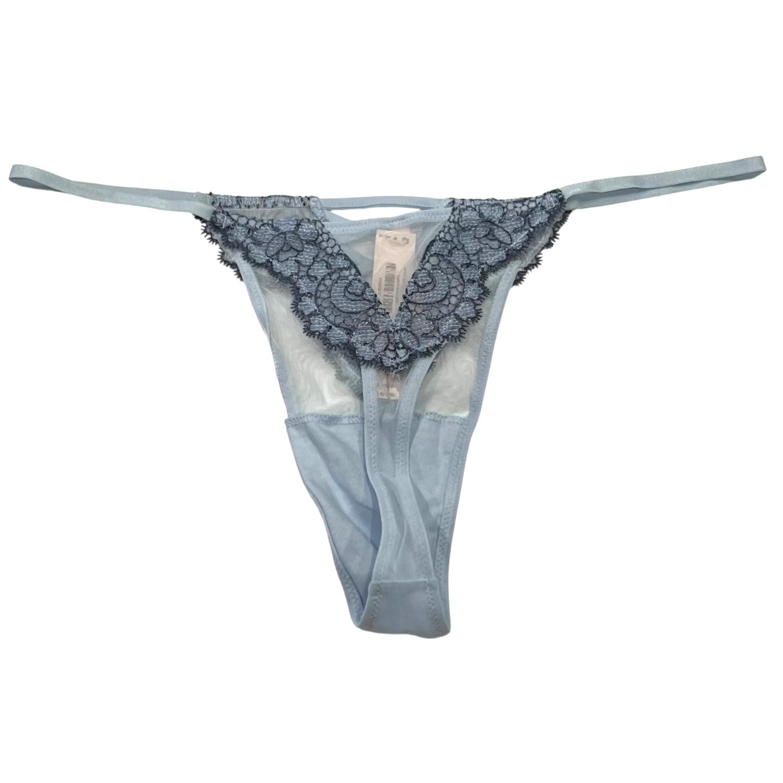 Victoria’s Secret (NWT) BOHO Embroidery Lace Mesh X-LARGE Thong Panty BLUE
