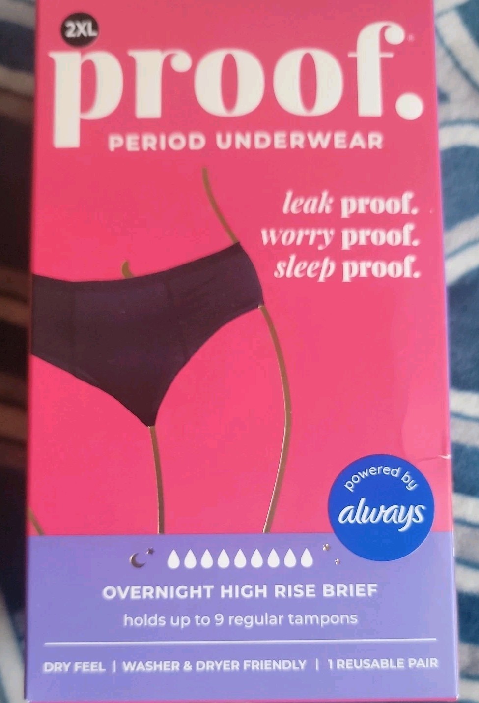 Proof. by Always Women’s High-Rise Briefs, Overnight Absorbency Period 2xl