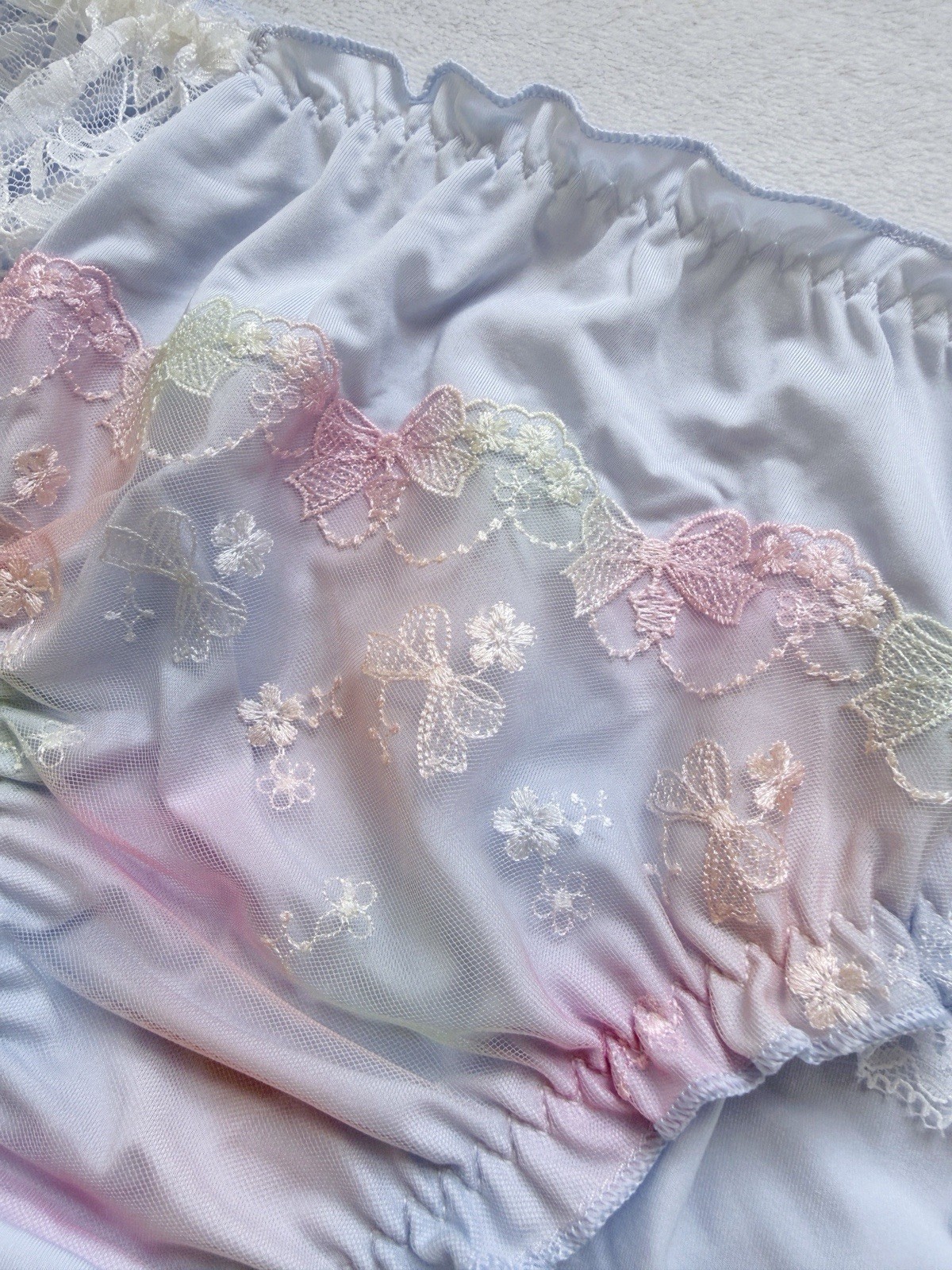 Set Of 2! US-XL, XXL Japanese Bow Embroidery Lace Trim Ruffle Panties Cute Sweet