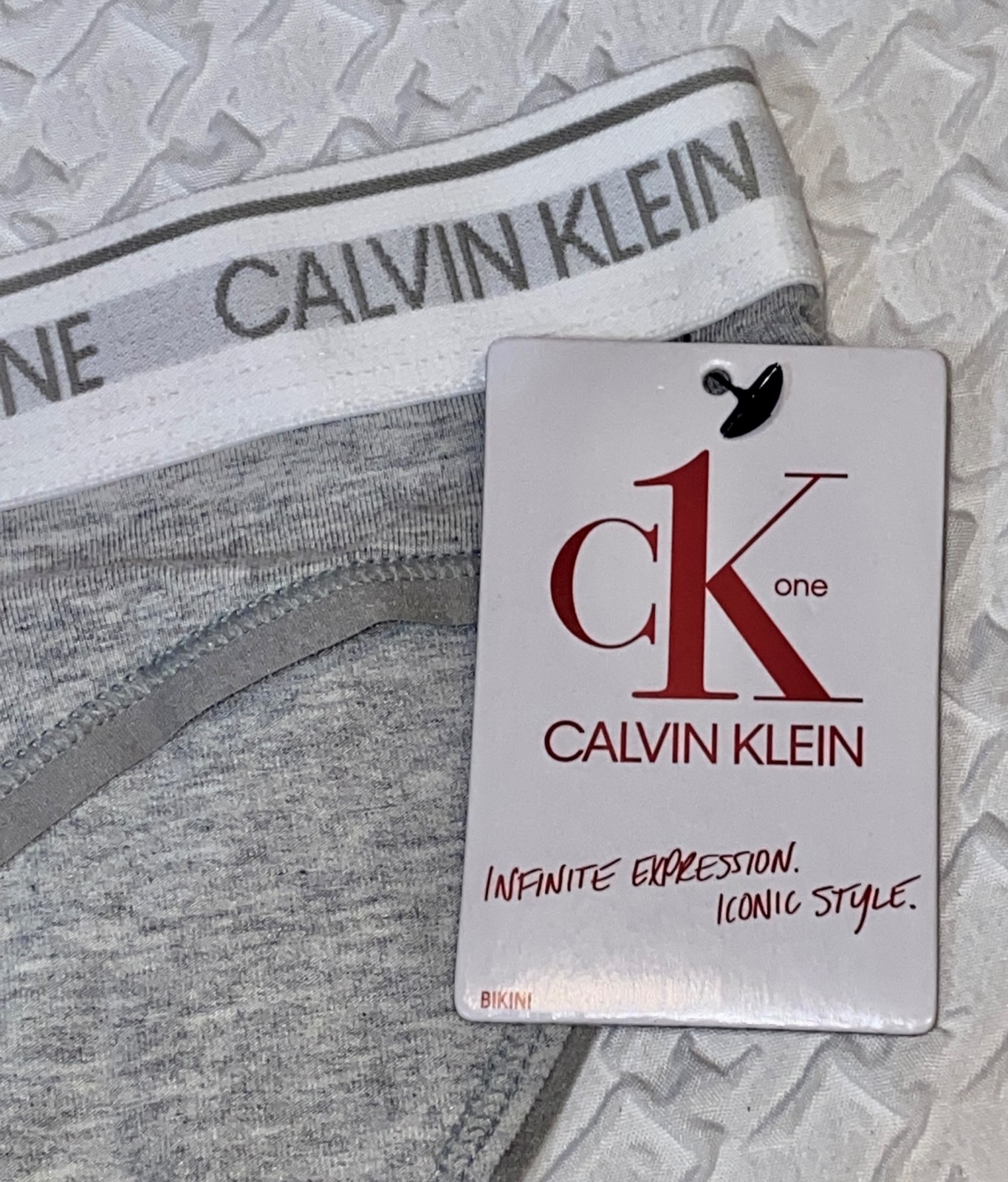 CALVIN KLEIN CK One Cotton Grey Heather White Bikini Panty Womens XS 4 S 5 M 6