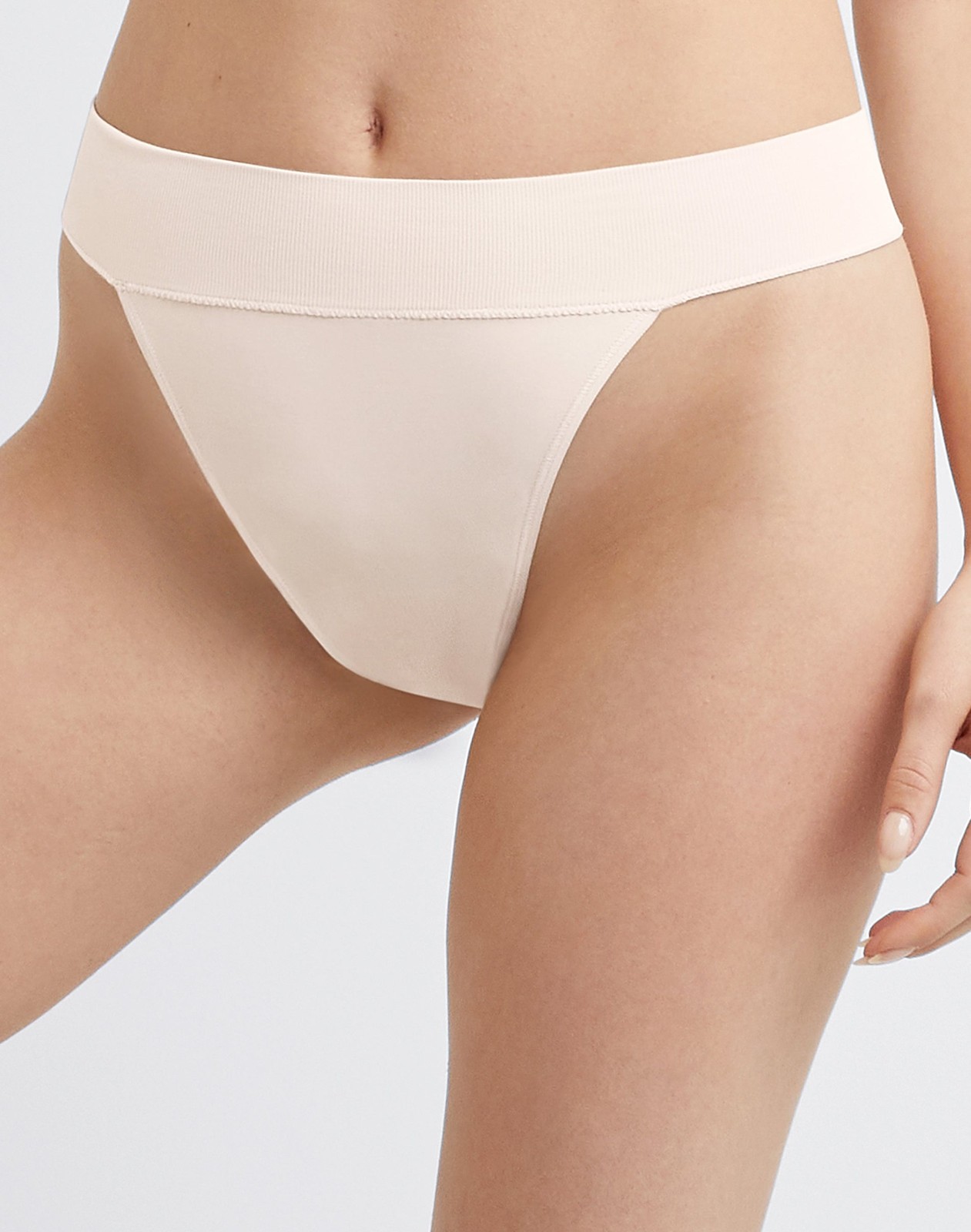 Maidenform Women’s Seamless Comfort Waistband Thong Panty, SandShell, XL/8