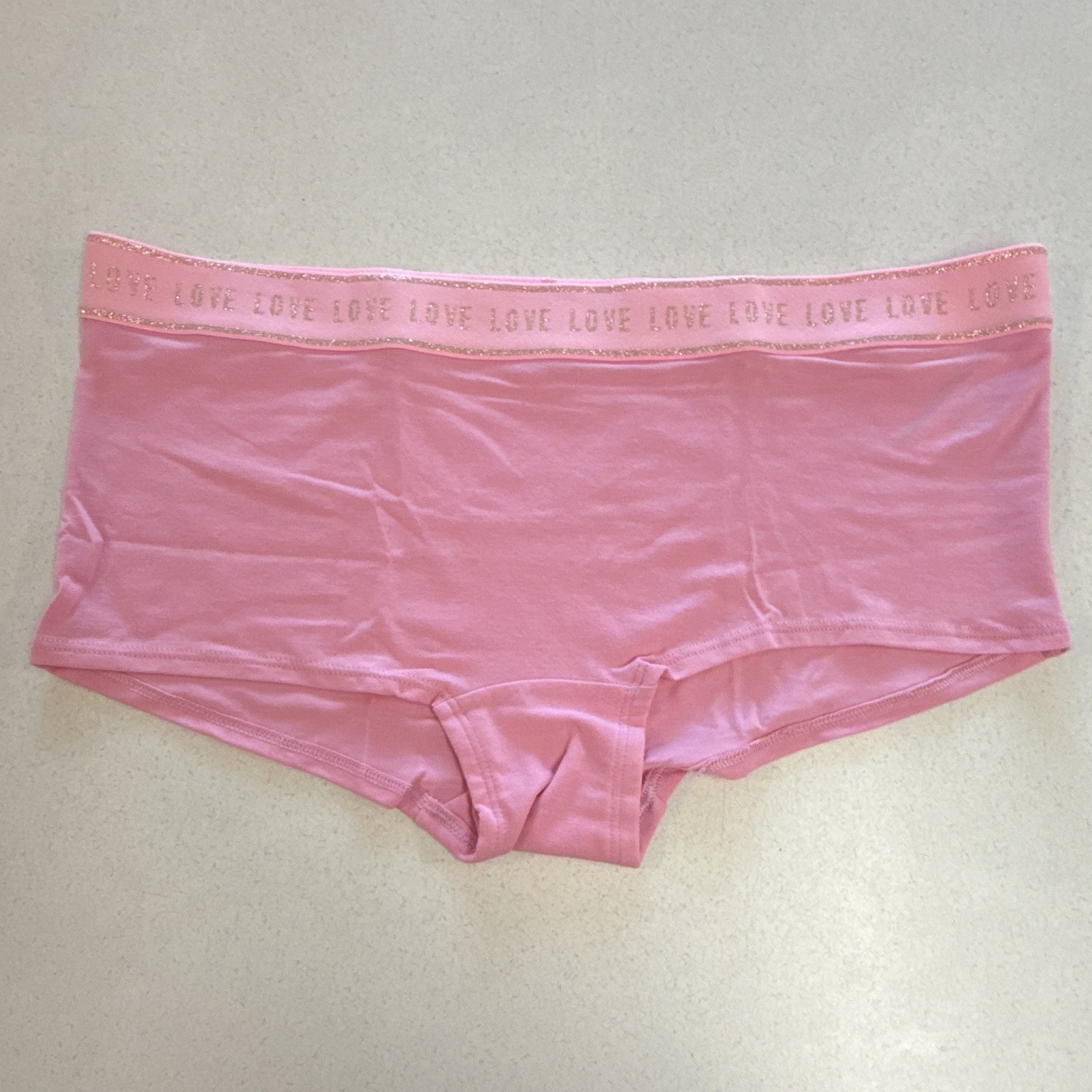 Victoria’s Secret Pink LOVE Logo Waistband Boyshort Panties XL Stretch