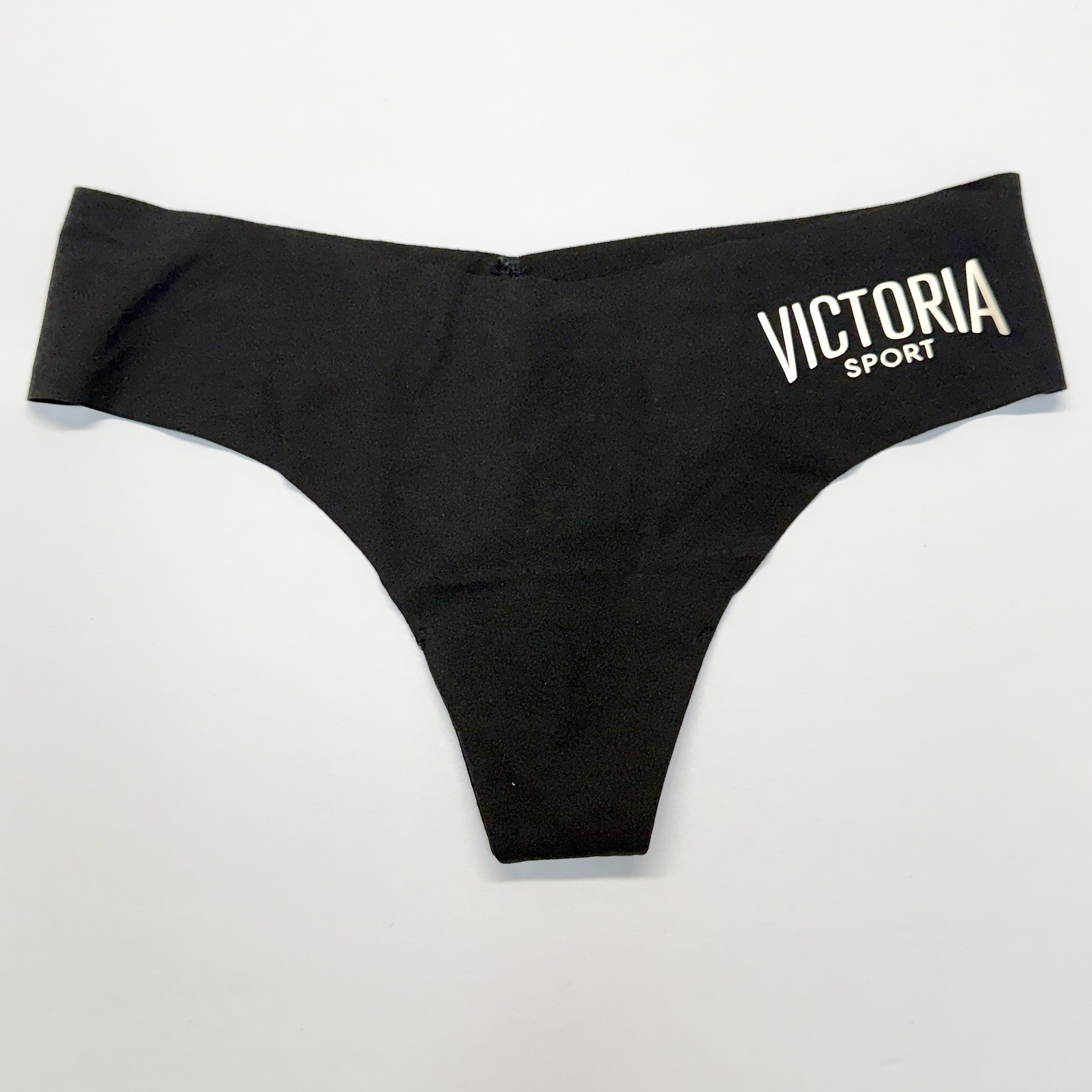 NWT Vintage Victoria’s Secret No Show Sexy Thong Solid Black Smooth Size Small
