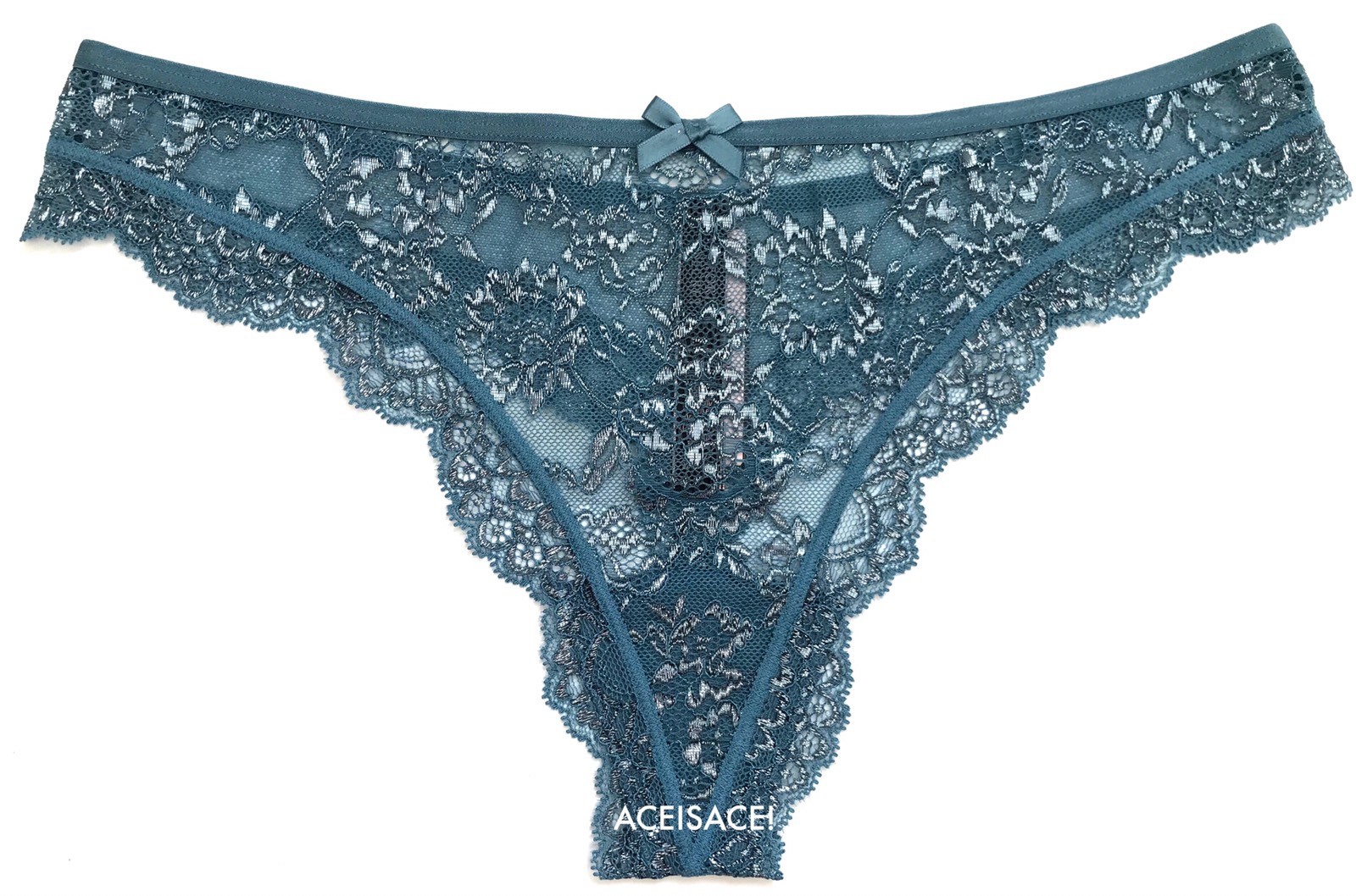 NWT*VICTORIA’S SECRET VERY SEXY EYELASH LACE THONG PANTY–SILKY BLUE (47RF)–L/G