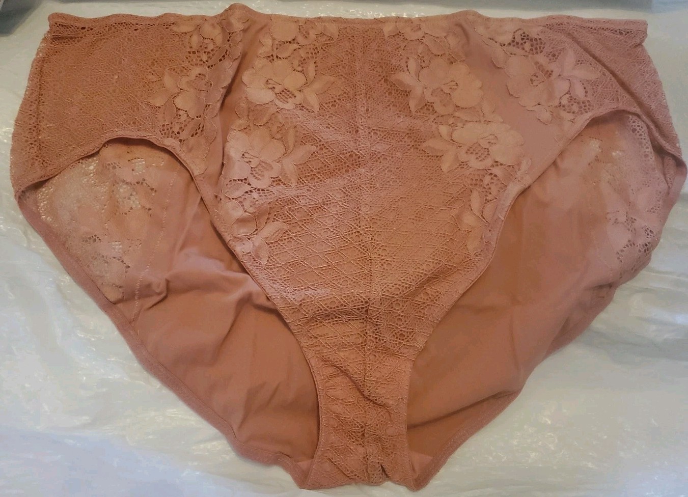Bare Necessities Floral Lace Highleg Brief Panties 3X XXXL Ash Rose Mauve