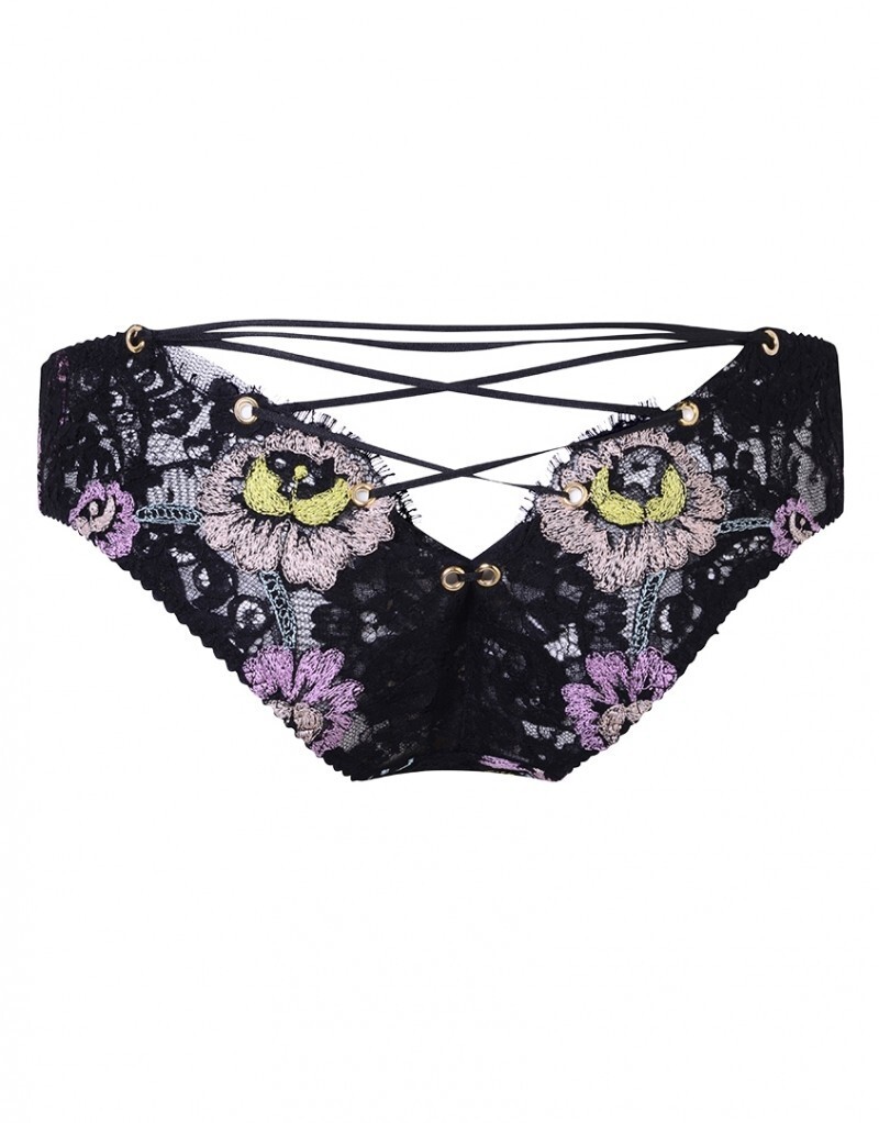 Agent Provocateur MIKKI Brief S/2 NWT Black & Multi Orig. $675 ULTRA RARE! [E2]