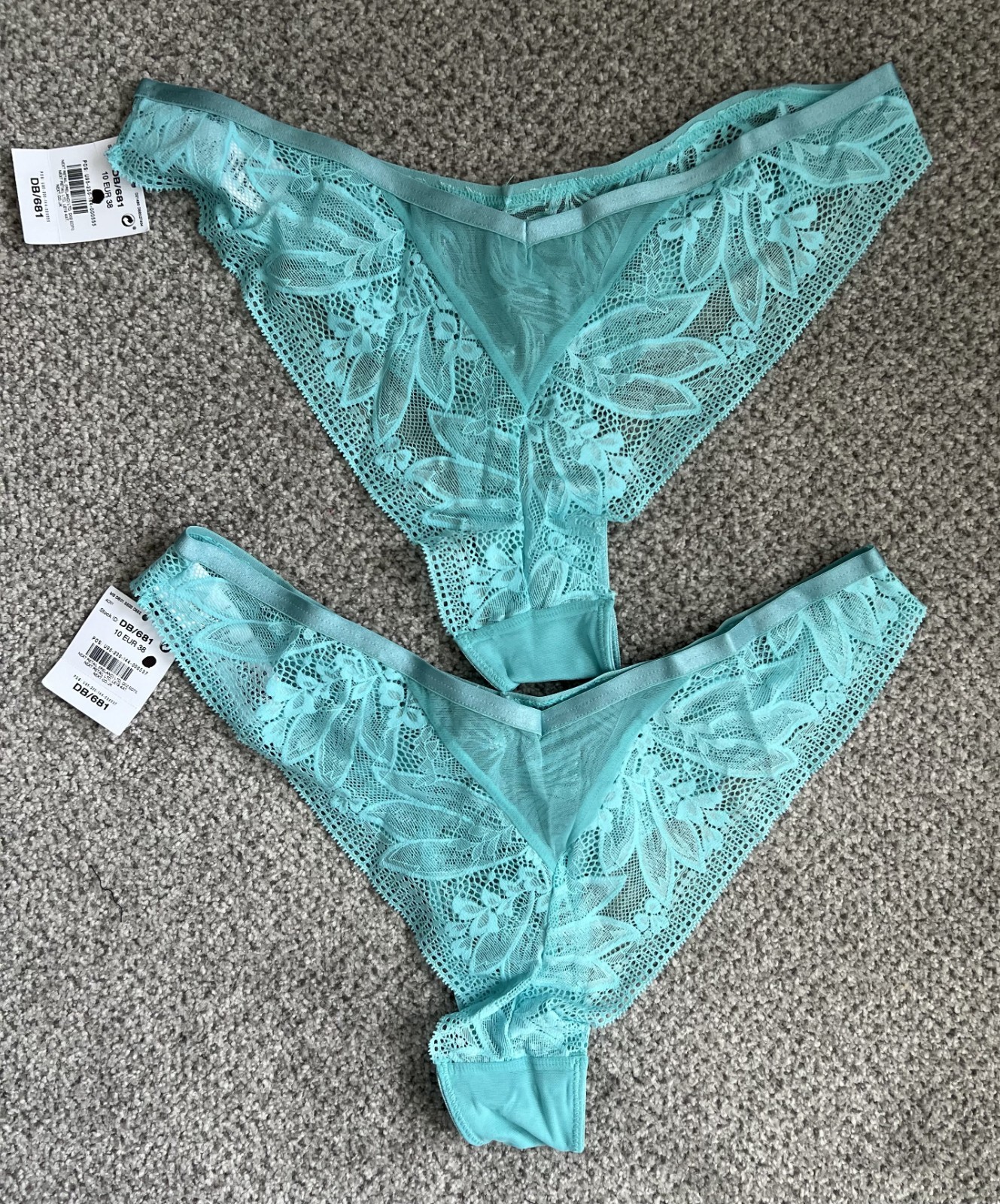 2 x BNWT Next Ladies Aqua Lace High Leg Knickers Size 10