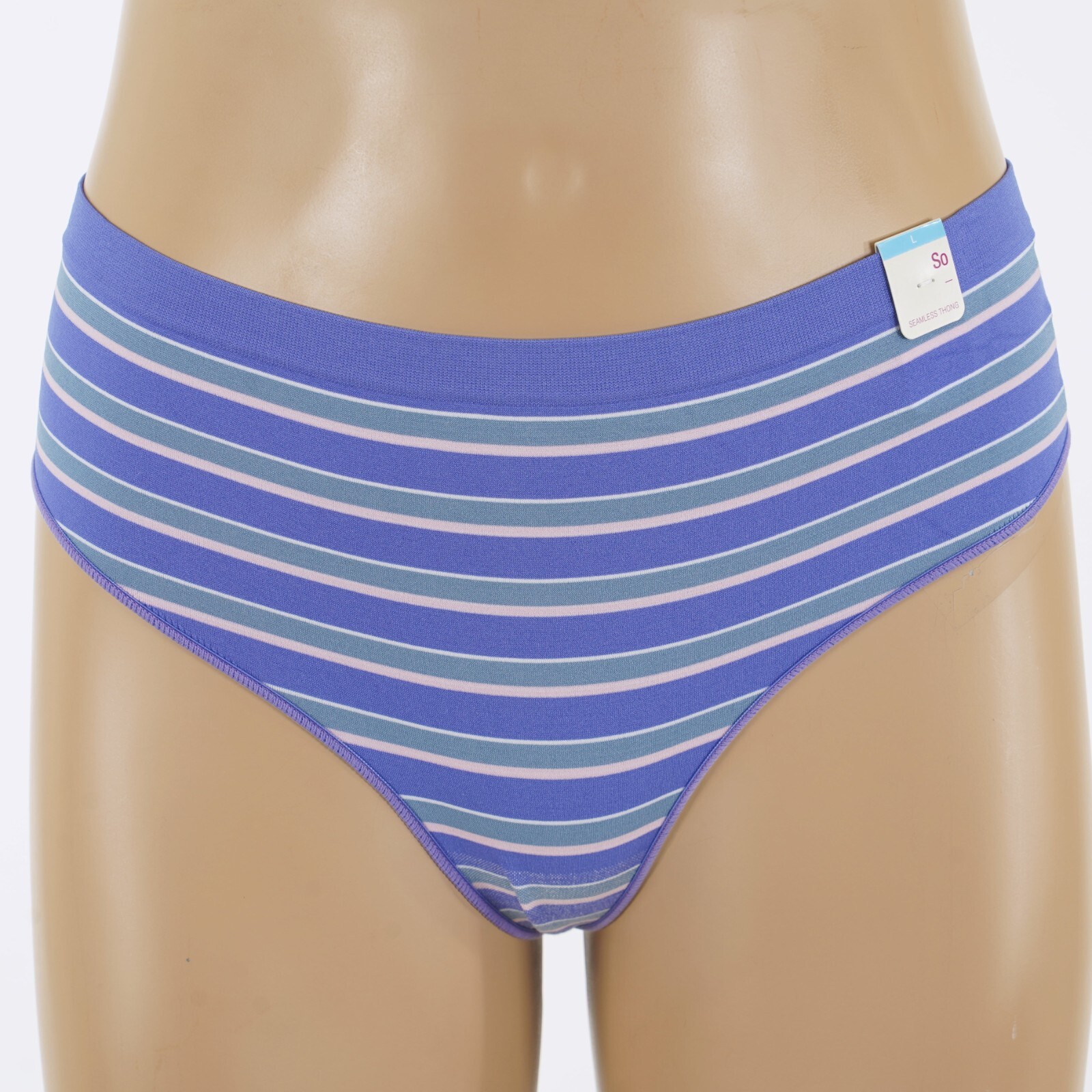 SO INTIMATES Junior’s Size 11-13 LARGE Seamless STRIPE THONG Panties #ZG01U475R