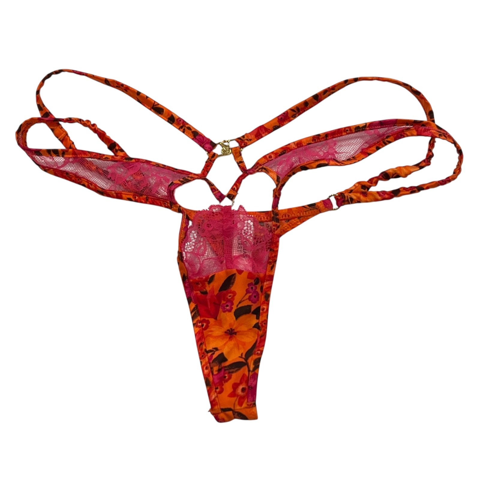 NWT VICTORIA’S SECRET Thong Pantie Sz XS-M-L-XL Silky Black Orange Pink Lace