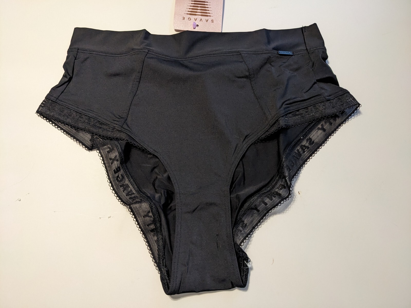Savage X Microfiber Logo-Trim High-Waist Cheeky Panty, Caviar, 316146, 3X