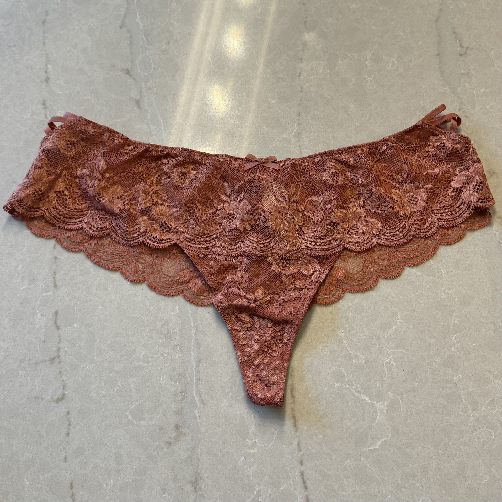 NEW! VS Victoria’s Secret PANTY ~XL ~ Dream Angels THONG ~ ROSE COLOR LACE~ NWT