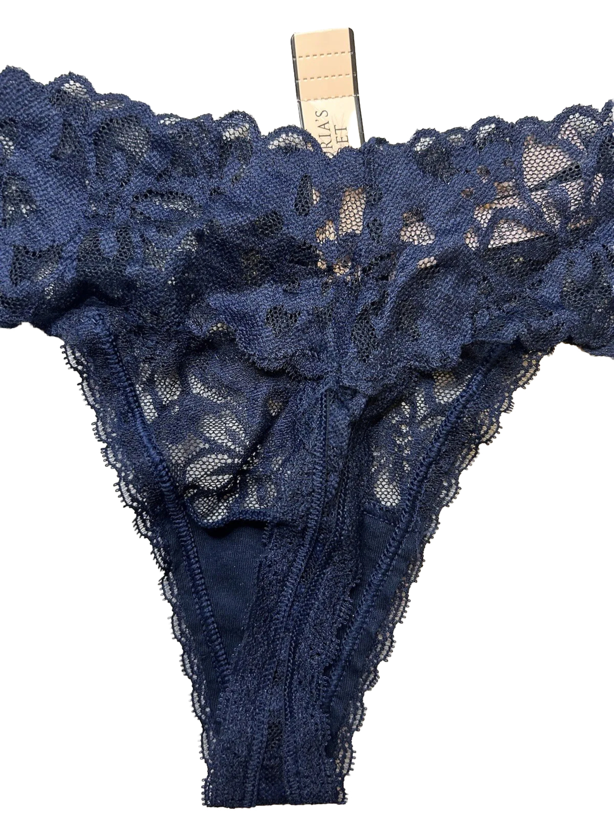 Victoria’s Secret – NEW – Navy Blue Lace Thong Panties – NWT – Size Medium M