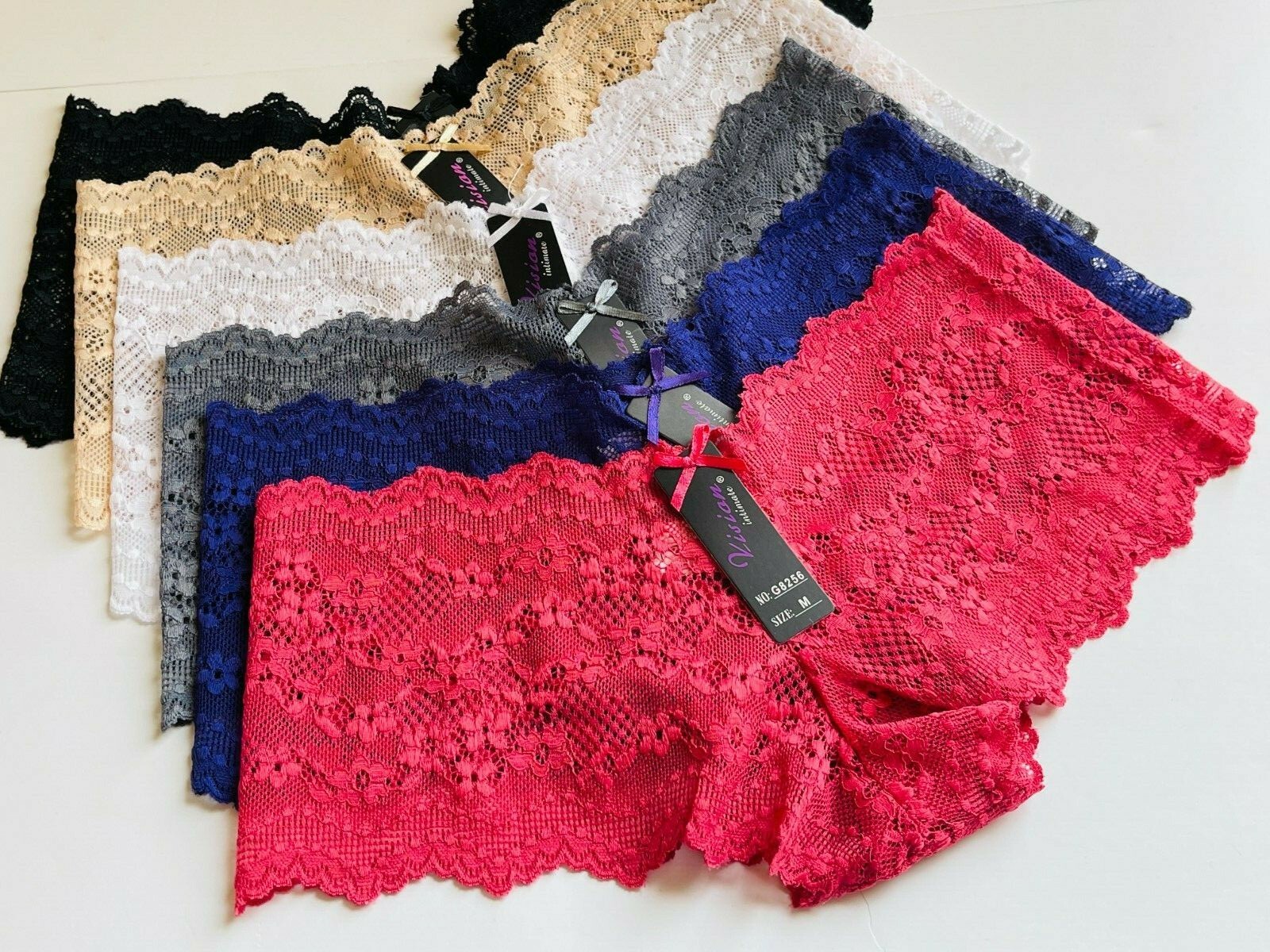 6-12 Women’s BOYSHORT SHORTIE UNDERWEAR LACE UNDIES Short Panties PACK 8256 S-XL