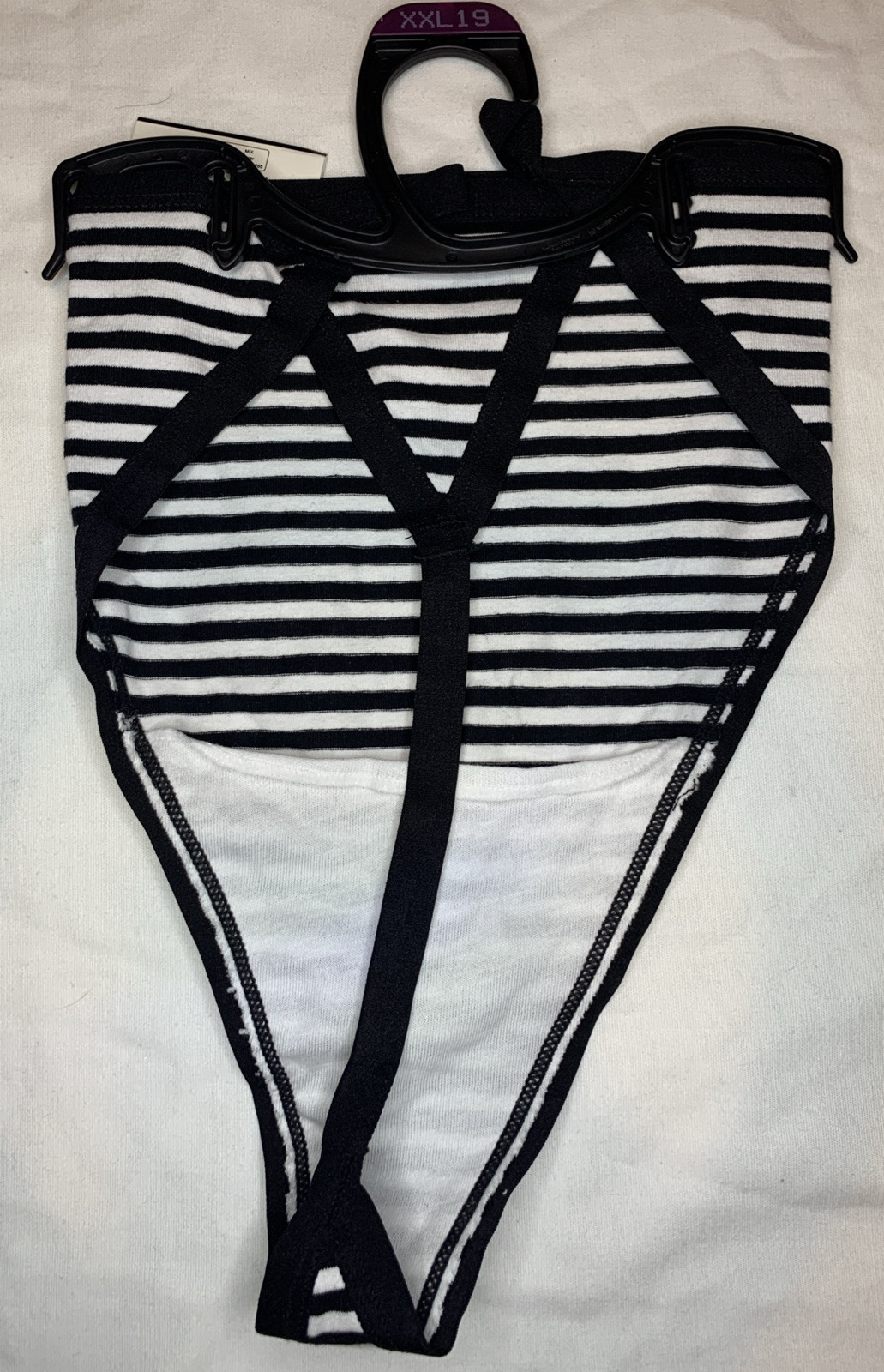 No Boundaries Women’s Cotton String Thong Panties Size XXL (19) Black Stripe