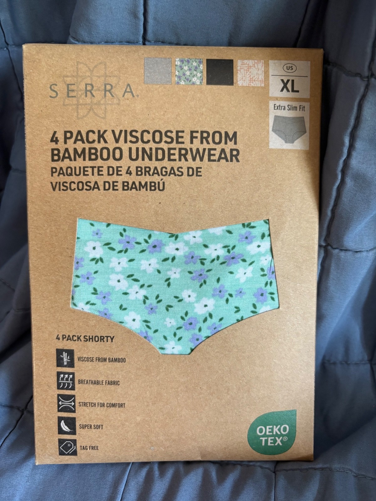 SERRA ALDI 4 PK VISCOSE BAMBOO UNDERWEAR *SHORTY* WOMEN SIZE XL – NEW IN BOX