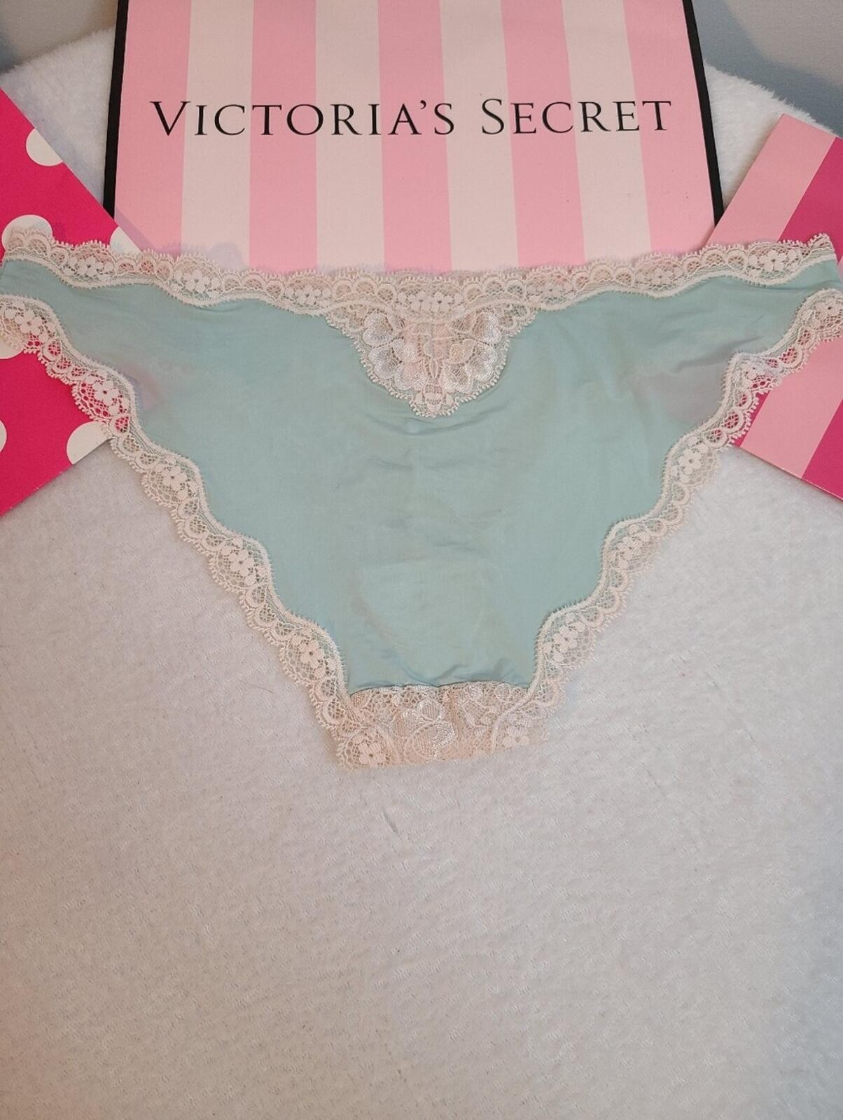 Y2K VS Dream Angels Silky Nylon Shimmer Lace Cheekini Panty Size M