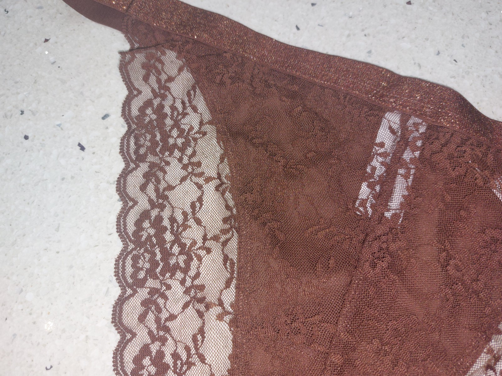 Brand NEW Sparkly Dark Chocolate Brown LACE Cheeky Brazilian Knickers Size L 12