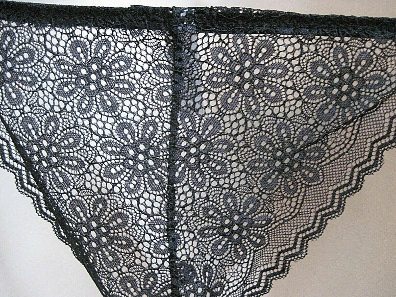 C77 Women’s Medium Black Bikini Panties Semi Sheer Spiderweb Lace
