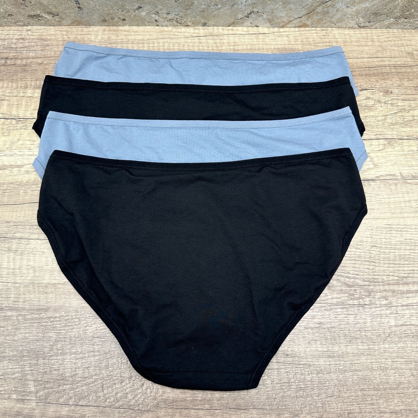 Pact Womens Bikini Panties Organic Cotton 4 Pack XL Black Blue Solid Underwear
