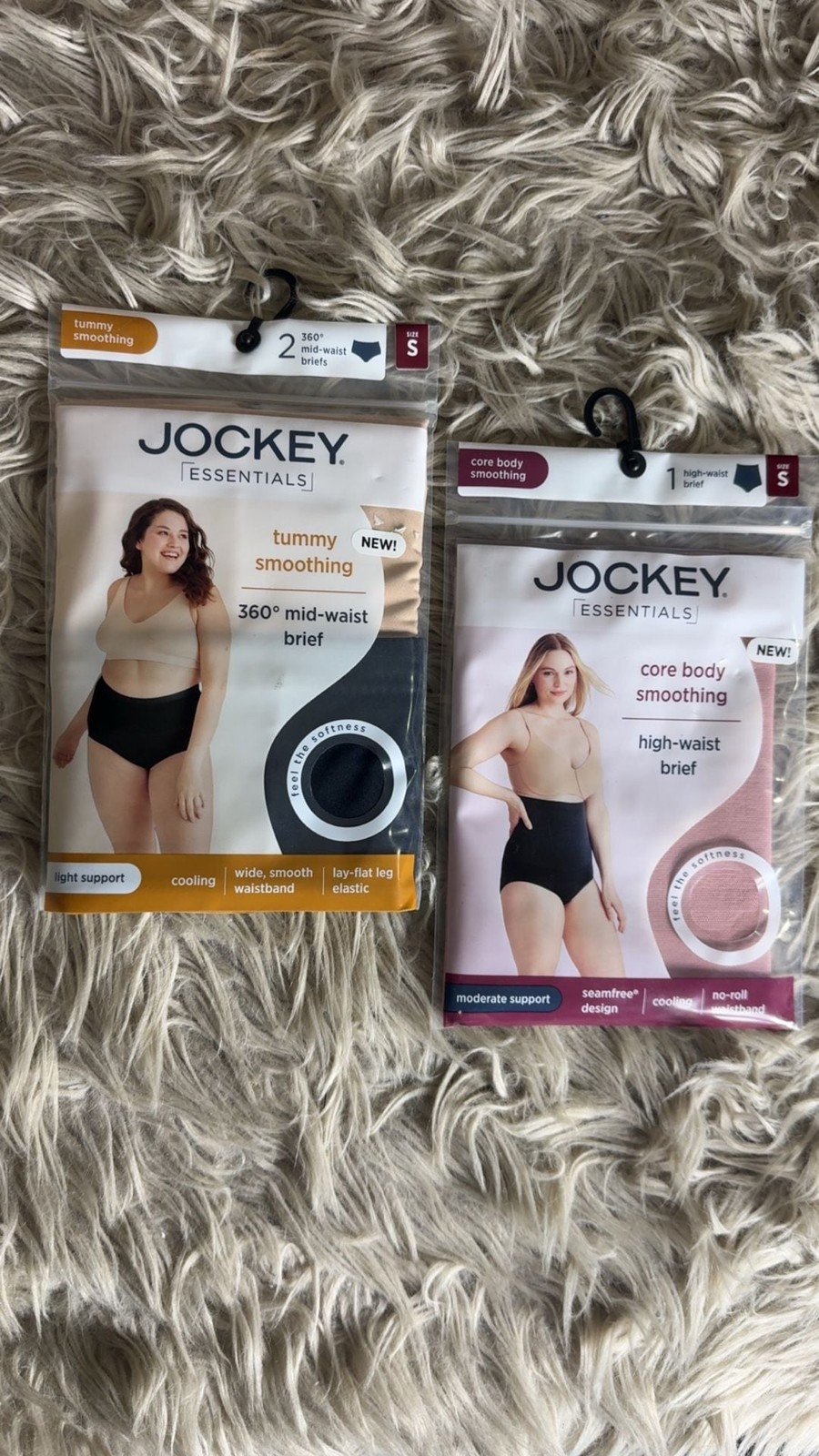 SMALL (2pk mid- High waist) Jockey Essentials Women’s Smoothing Brief Bundle