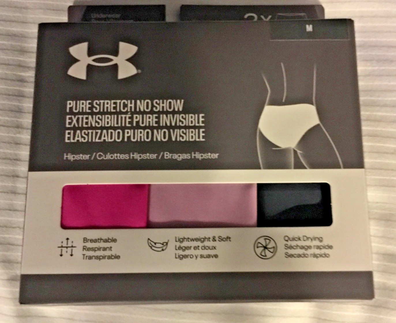 Brand New Under Armour 3x Pure Stretch No Show Knickers Medium Hipster