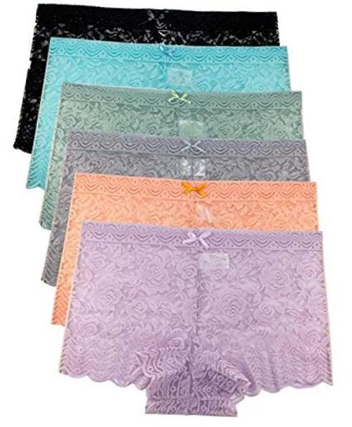 Multi Pack of Women’s Regular & Plus Size Lace Boyshort X-Large Isabella