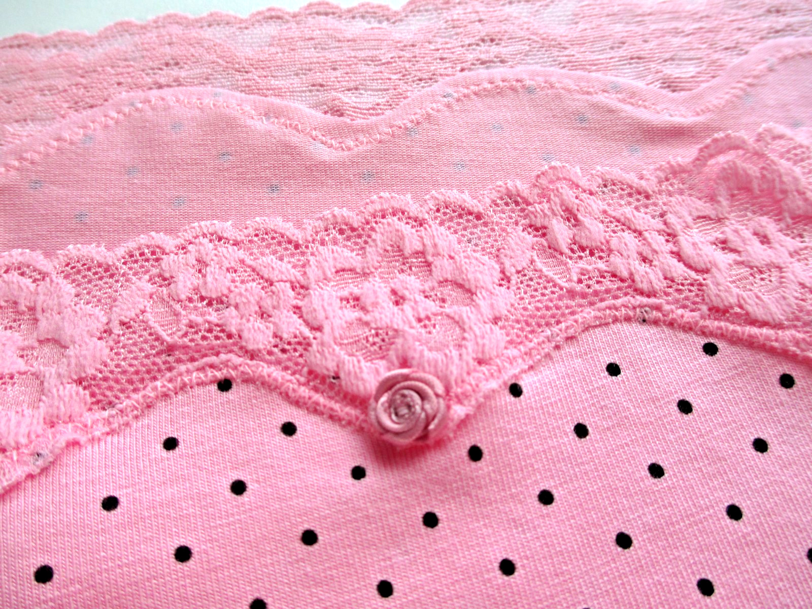 VICTORIA’S SECRET Cotton Bikini Panty S M L XL Pink NWT Polka Dot VS Lace Trim