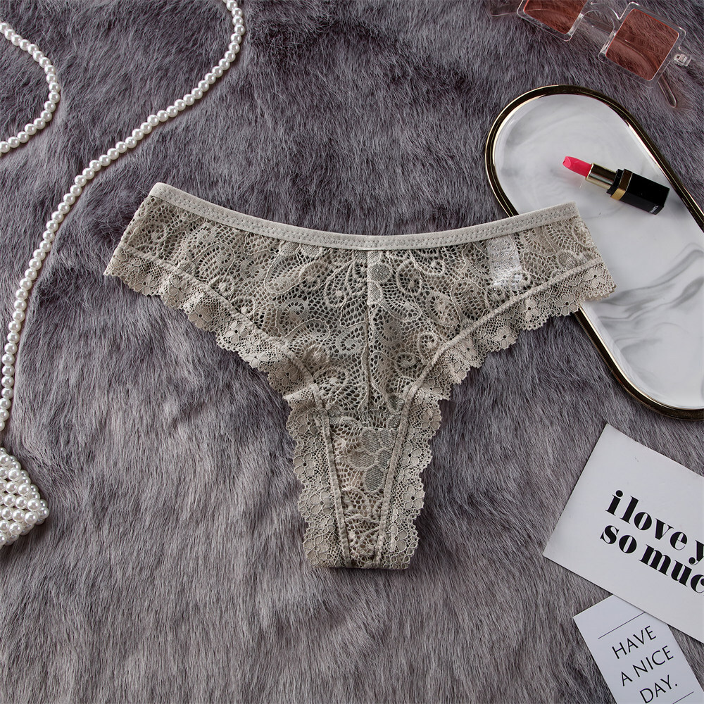 8pcs Women Transparent G Strings Hollow Lace Temptation Low-waist Panties Thongs