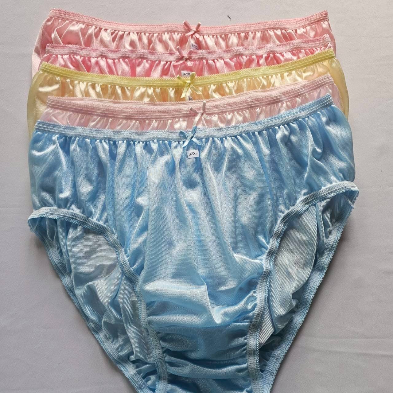 6 Plus Bikini Underwear Nylon Woman Panties Soft Smooth Briefs Mid-Waist/Mix/2XL