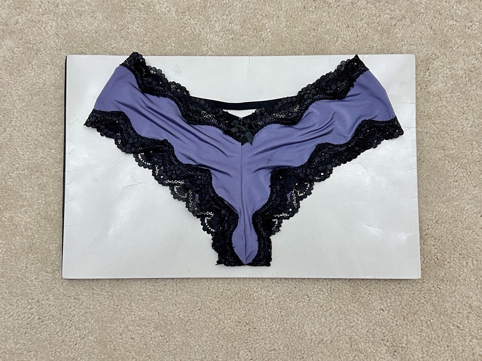 VTG Victoria’s Secret Very Sexy Blue Satin & Lace Strappy Back Cheeky Panties XS
