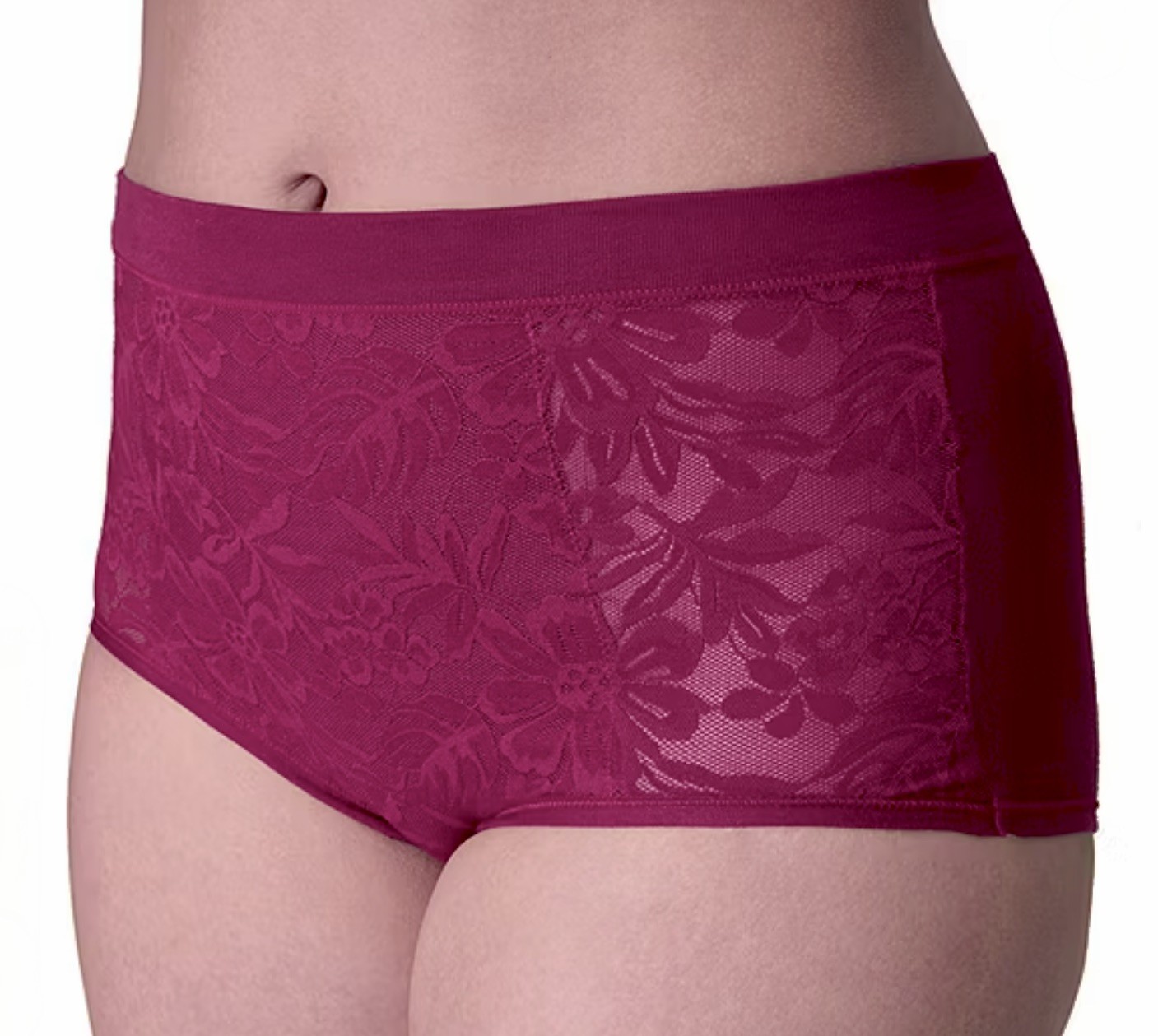 BALI Breathe Cotton Modal Lace Deep Cerise Pink Brief Panty Womens M 6 XL 2XL 9