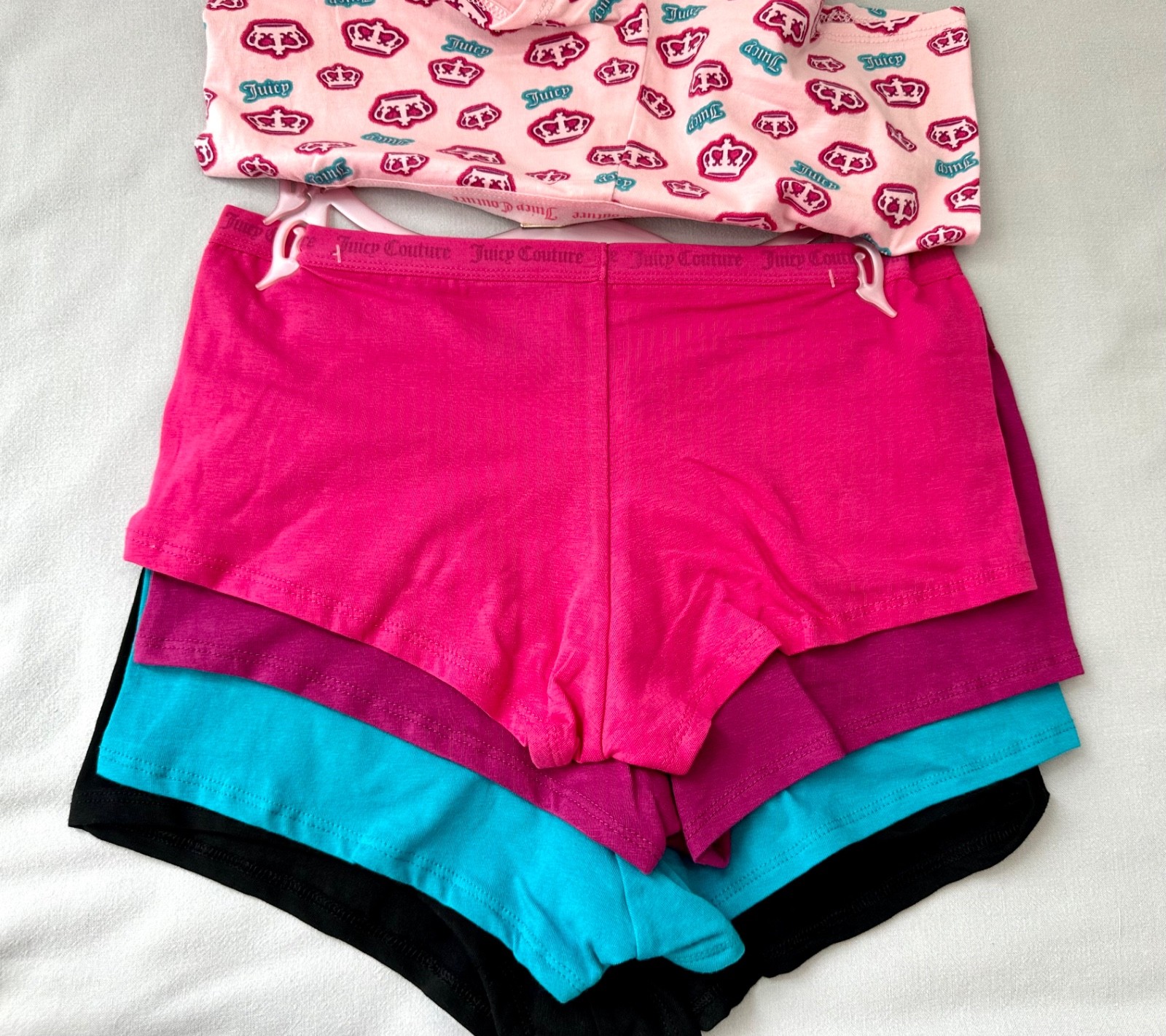 Juicy Couture Panties 5-Pack M Cotton Logo Trim Boyfriend Shorts