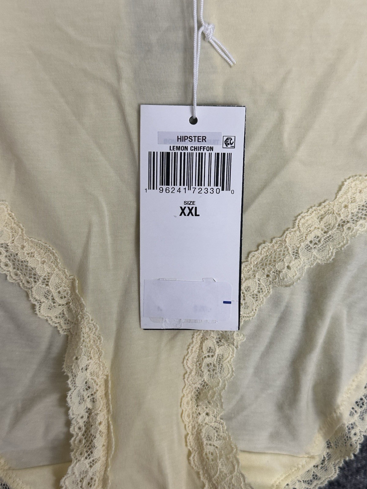 Lauren Ralph Lauren Hipster Panties XXL Lemon Chiffon Lace Trim Cotton Blend