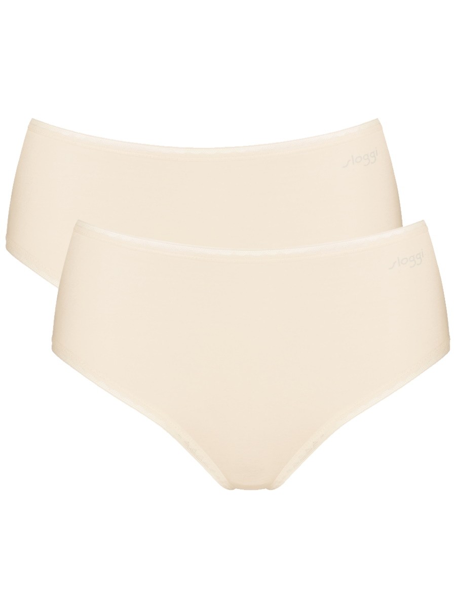 XS (8) Sloggi High Waist Knickers Briefs GO High Rise Full Brief 2 Pack Cotton