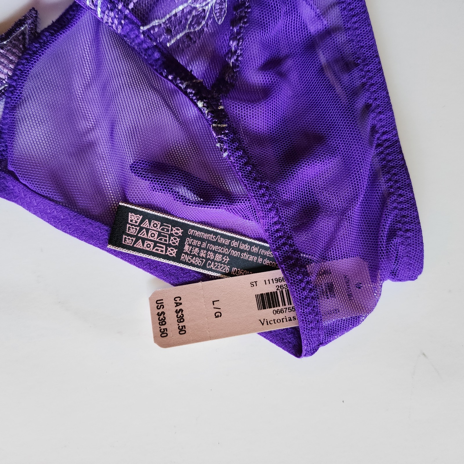 Victoria’s Secret Very Sexy Cheekini Tanga NWT Purpule Lace Embroidered Size L