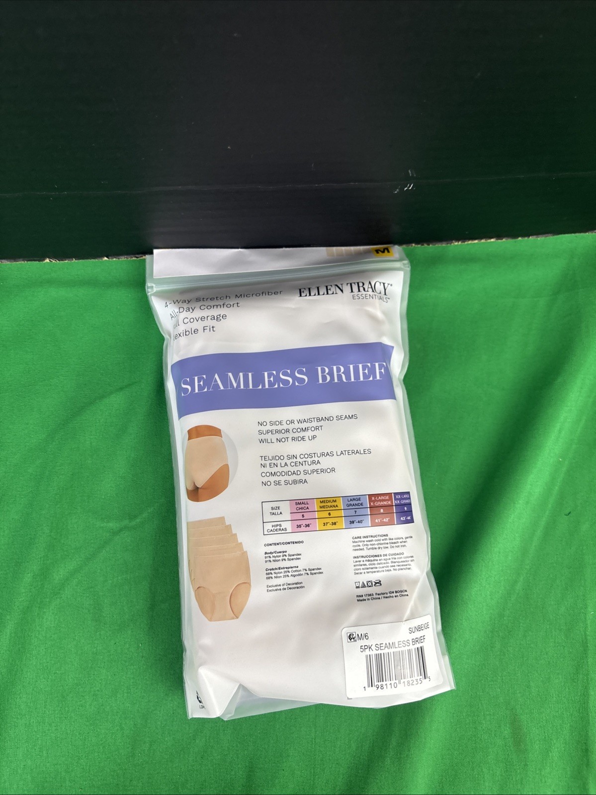 Ellen Tracy Women’s 5-Pack Seamless Brief Size M Sunbeige