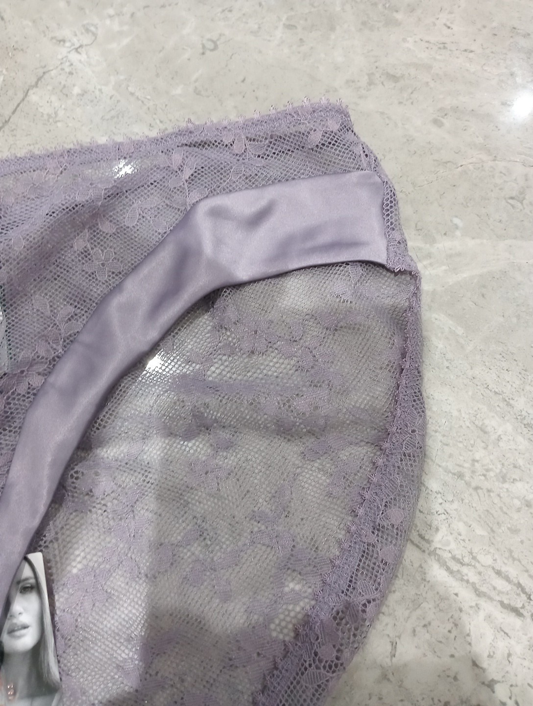 M&S Rosie Rosa French Lace & Satin High Leg Knickers Size 12 VIOLET STORM