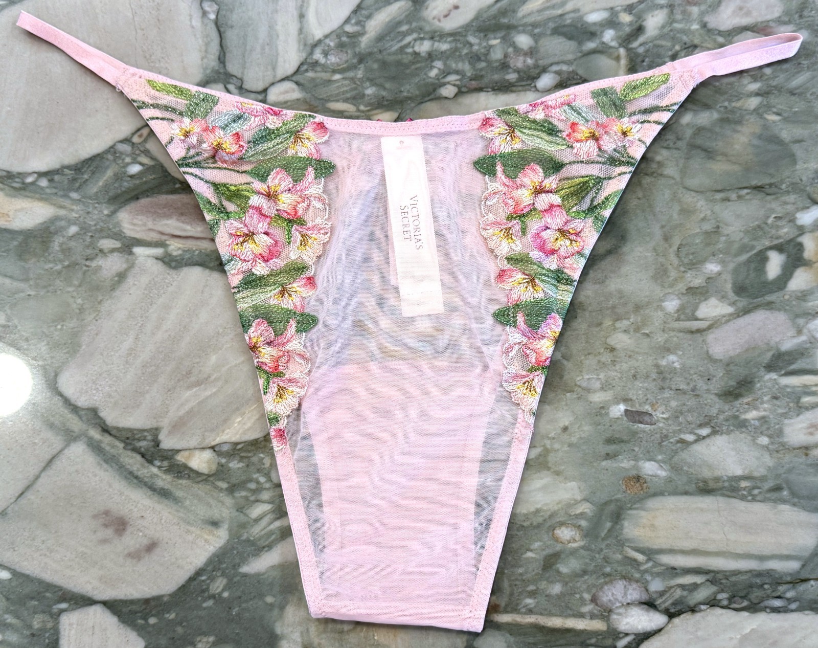 NEW Victoria Secret Dream Angels Lily Embroidery Brazilian Chalk Rose XL or XXL