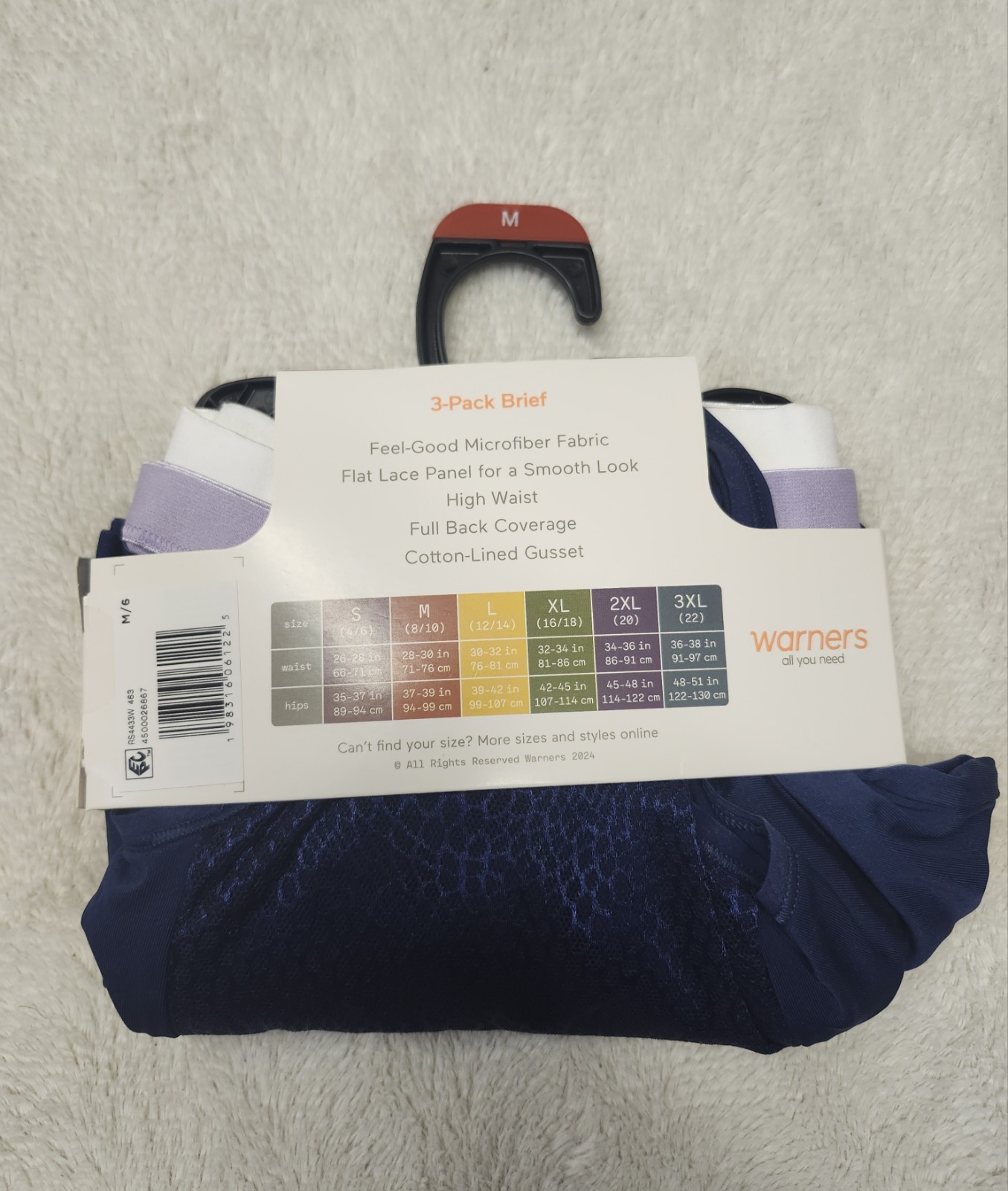 • NWT Warners 3 Pack Tummy Smoothing Brief Microfiber Panties M Multicolor