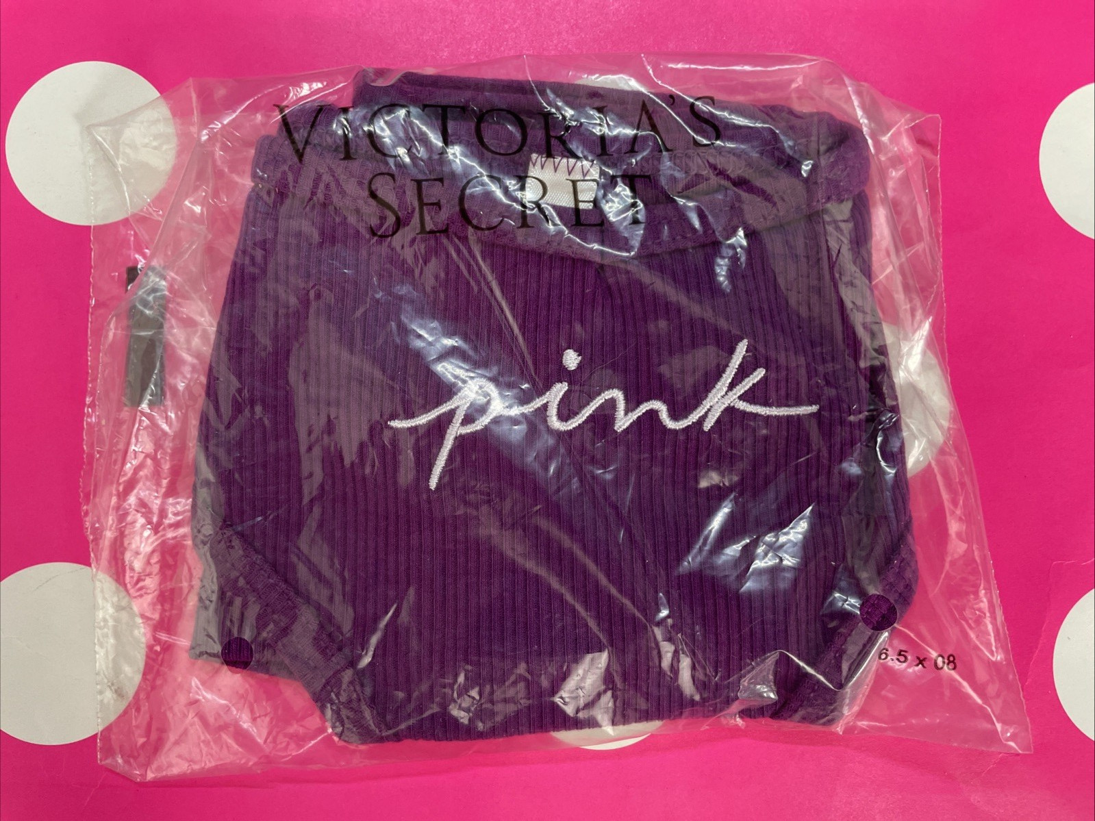NEW 2021 Victorias Secret PINK Bikini Panties Ribbed Panty Purple Logo Tab M