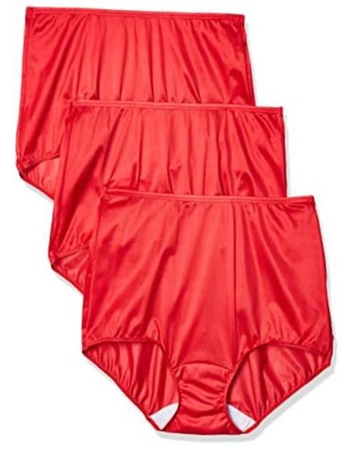 Women’s Hidden Elastic Nylon Full Brief Panty 3-pack 9 Red
