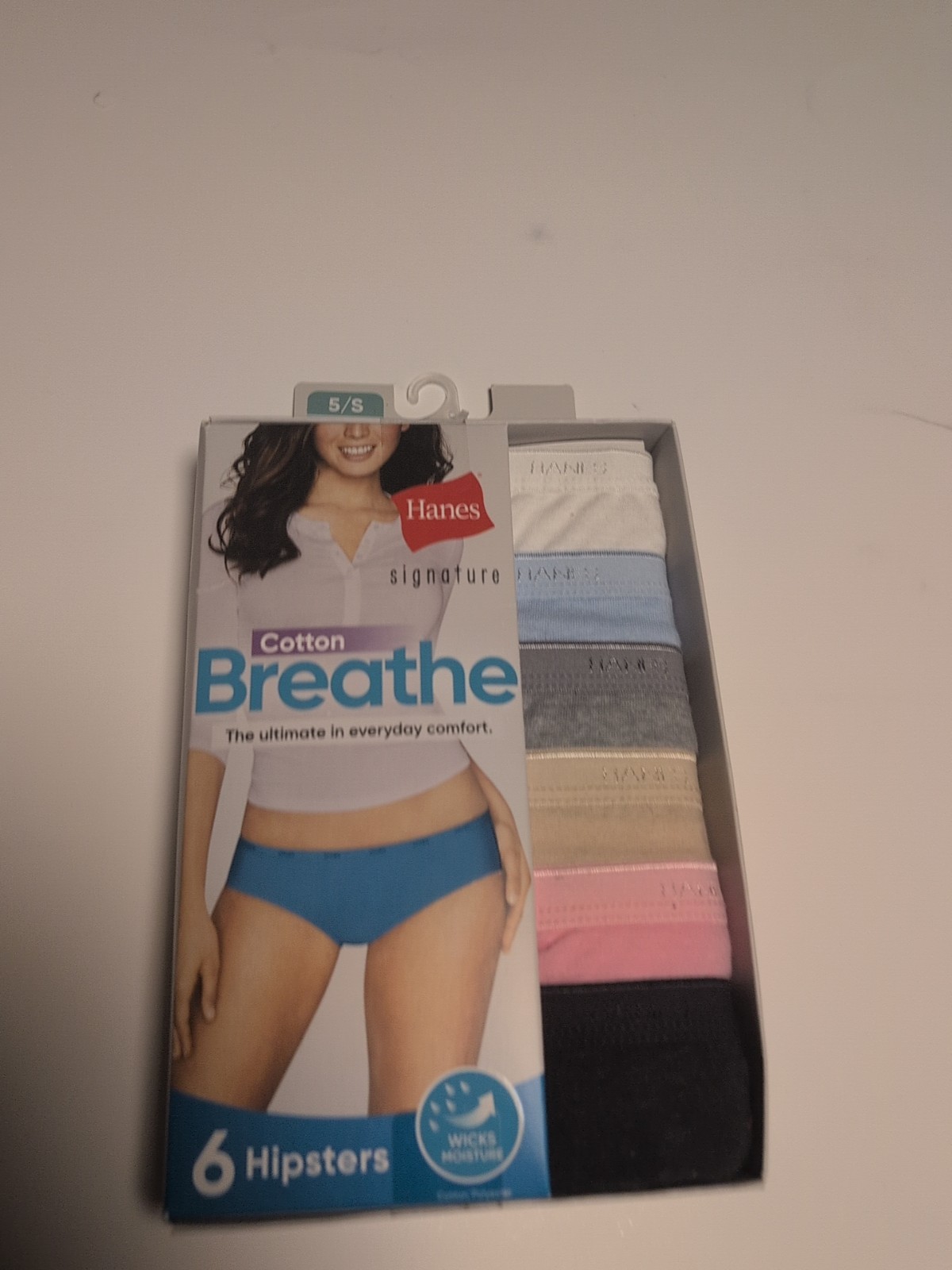 HANES SIGNATURE COTTON BREATHE 6 PAIR HIPSTERS SIZE 5 (S) NEW UNOPENED