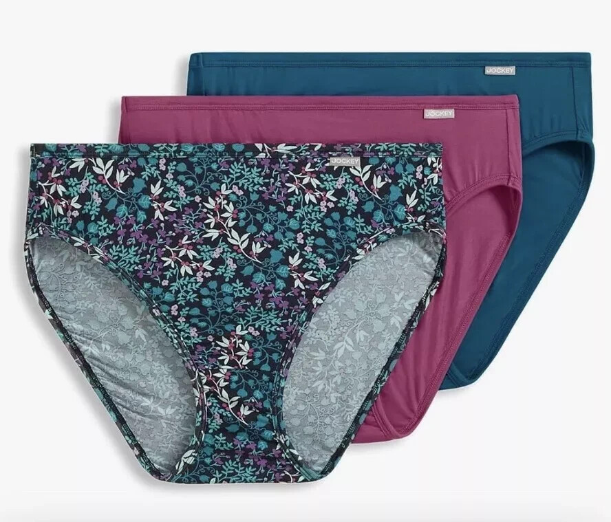 NEW Jockey 3 Pairs Womens French Cut Panties Sz 10 Multicolor 2071 NWT