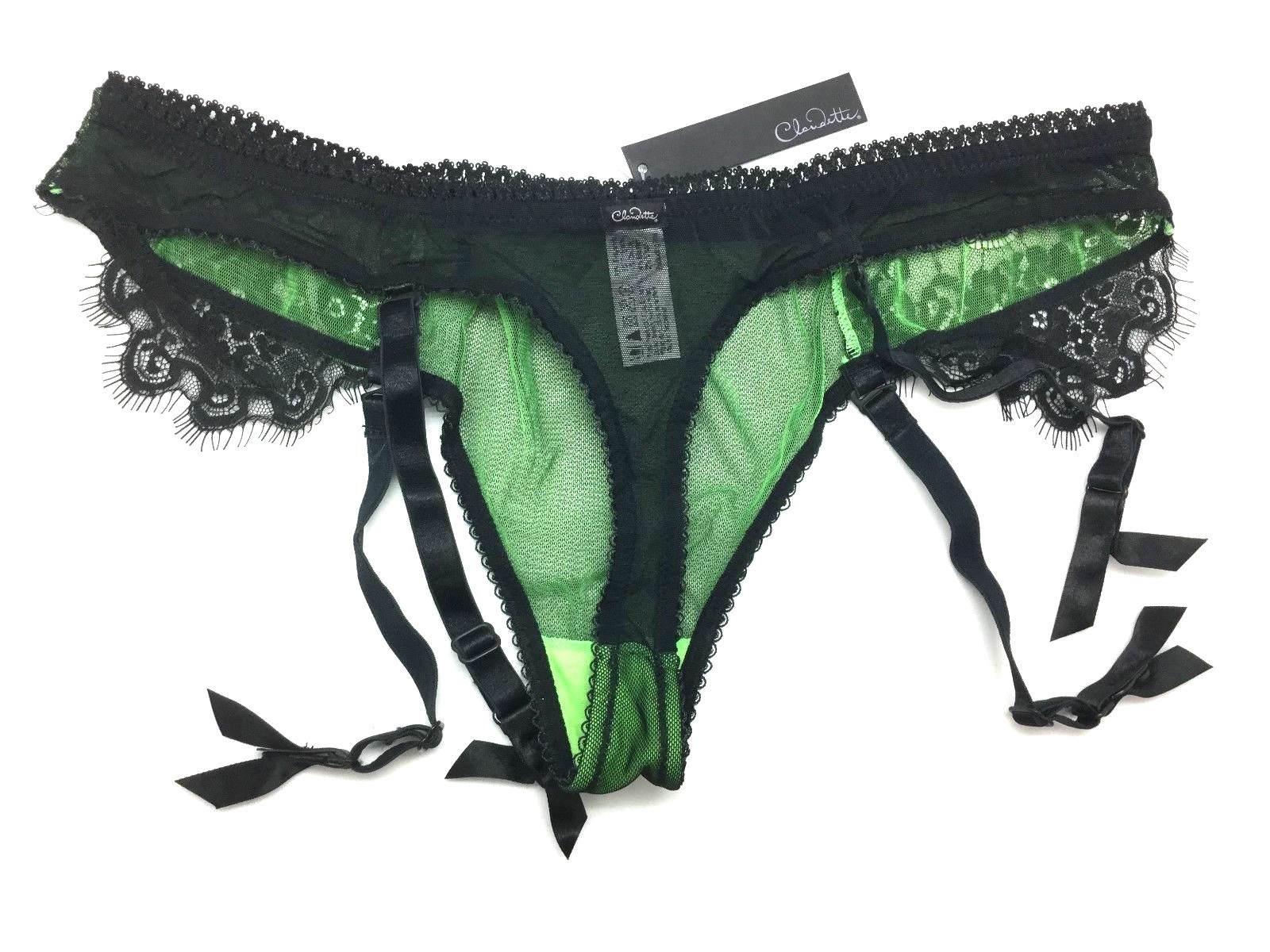 Love Claudette En Dentelle Intense Garter Thong Pin Up Neon Green Bikini Panties
