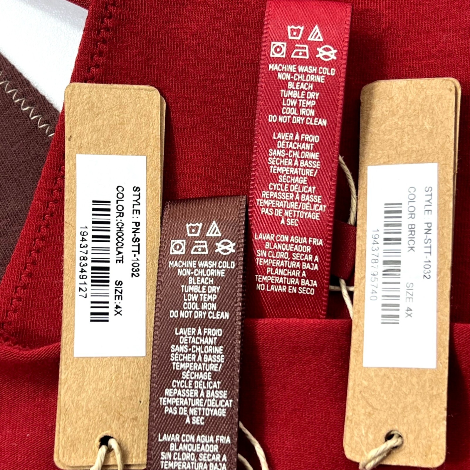 SKIMS Cotton Jersey T-String Thong Lot of 2 Chocolate Brick Womens 4X